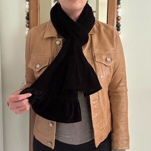 Black Velvet Ruffled Scarf